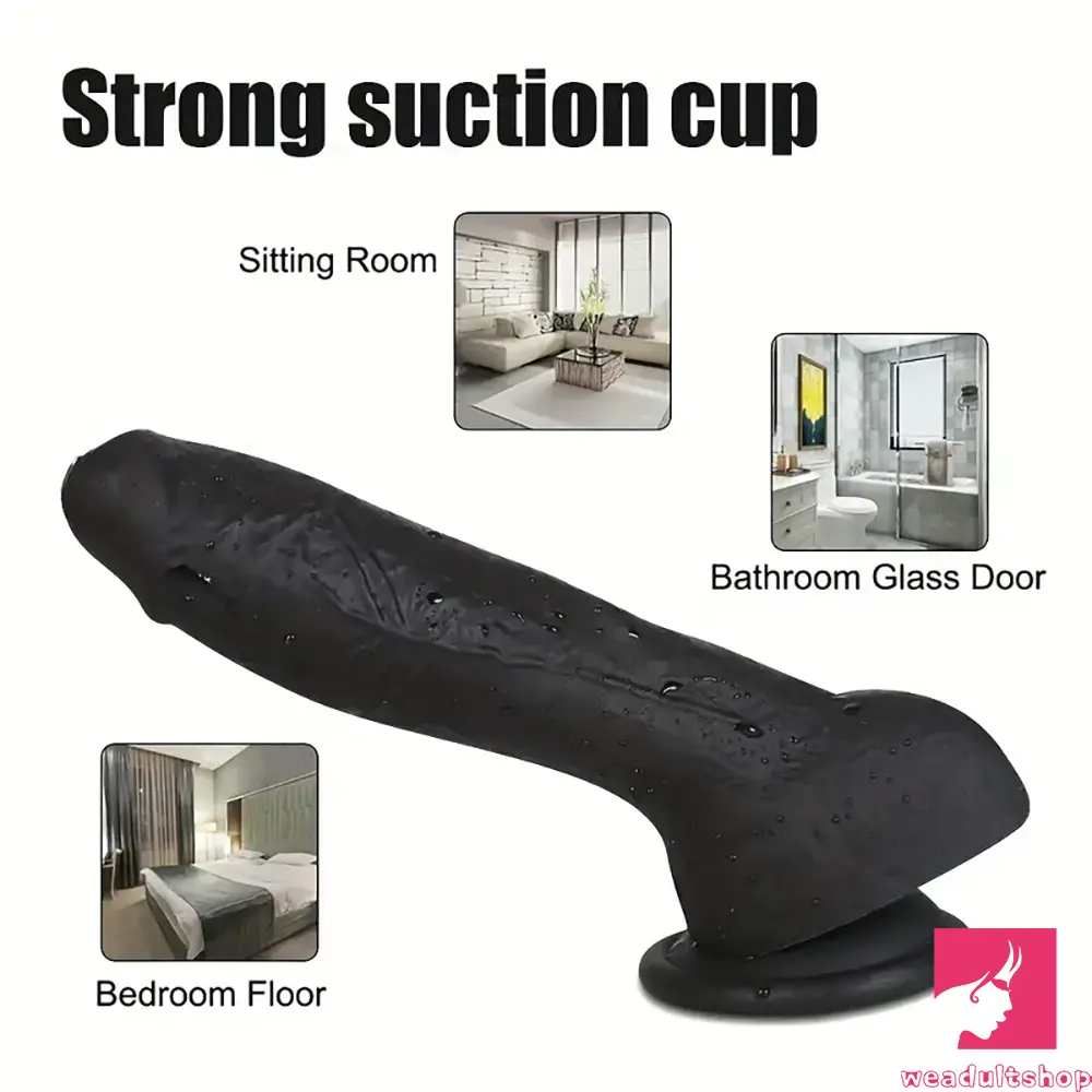 7.28in 8.27in 10.04in Soft Real Ebony Big Looking Silicone Anal Dildo