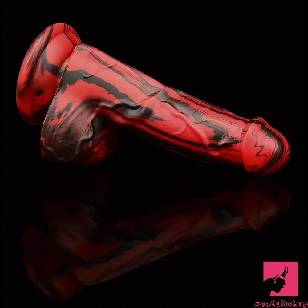6.1in Silicone Soft Red Black Dildo For G-Spot Anal Stimulation Women Sex