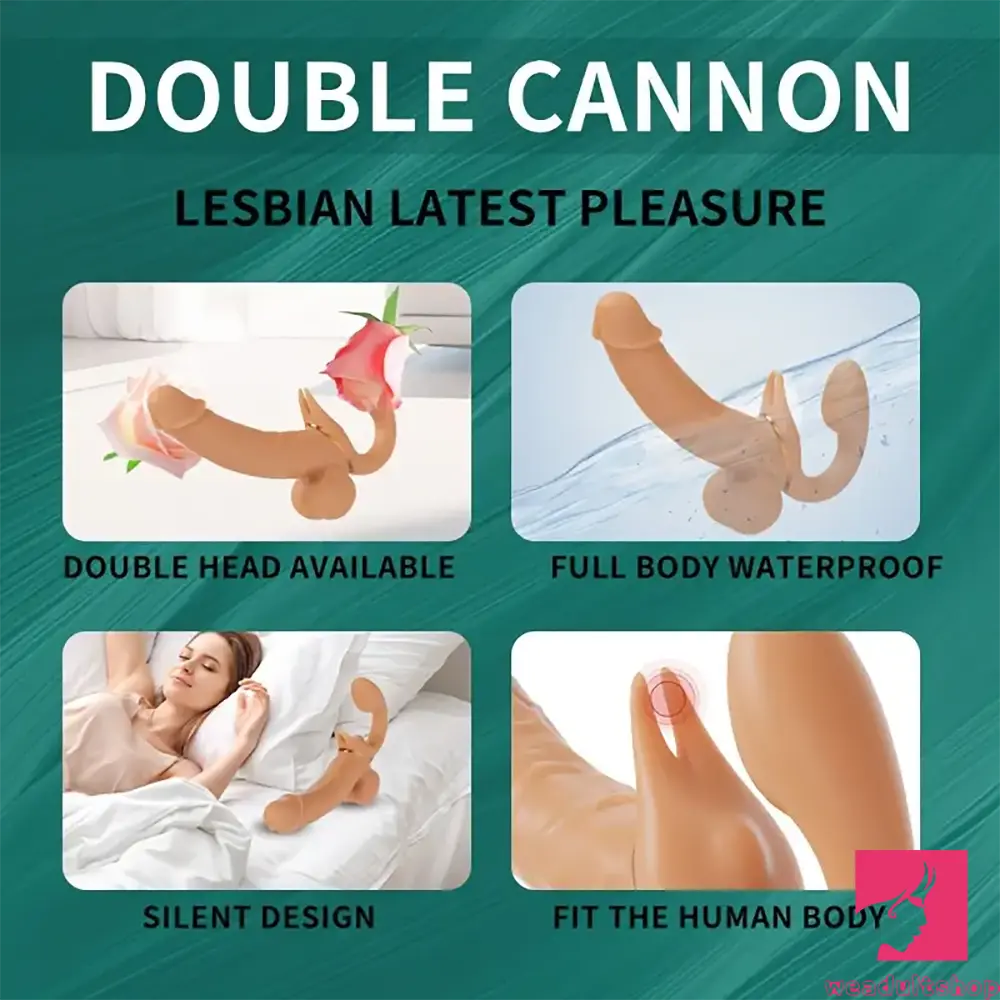 12.99in Dual Heads Silicone Soft Vibrating Thrusting Rotation Auto Dildo