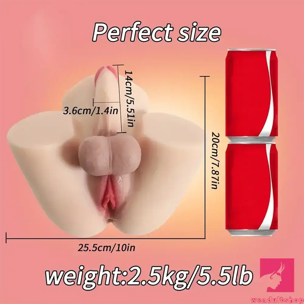 5.51in Premium Real Silicone Soft Shemale Dildo With Sex Doll Torso Testicles