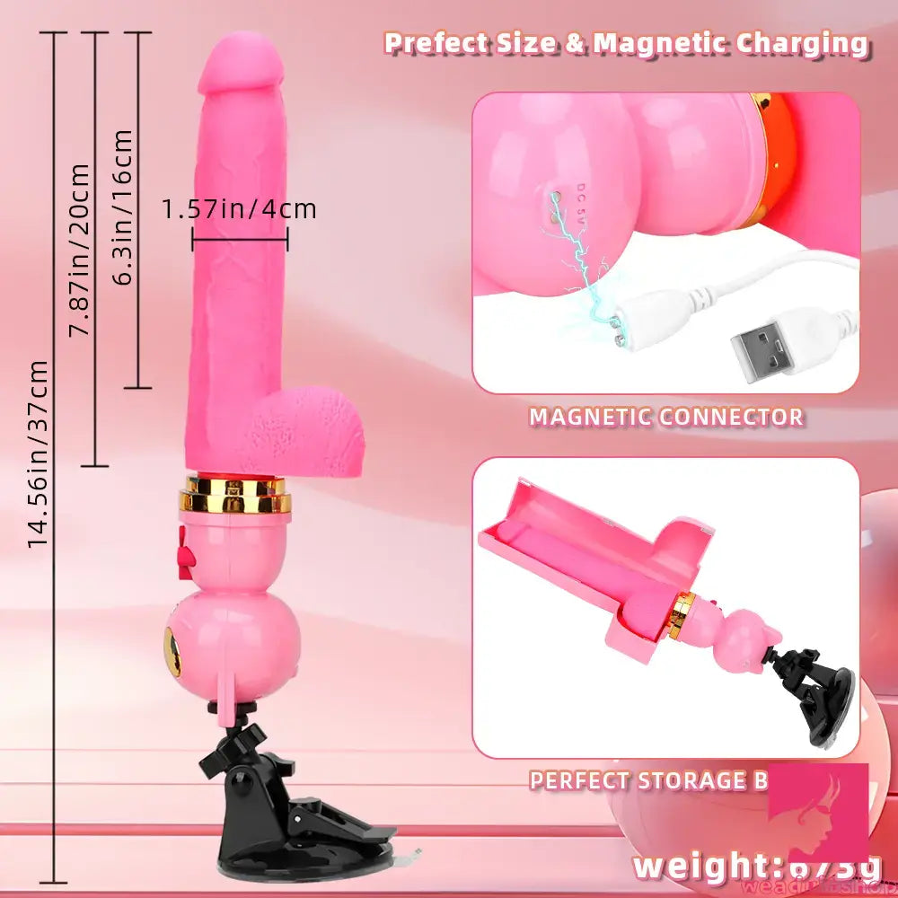 7.87in Cat Heating Thrusting Vibrating Remote Dildo Gun Fucking Sex Machine