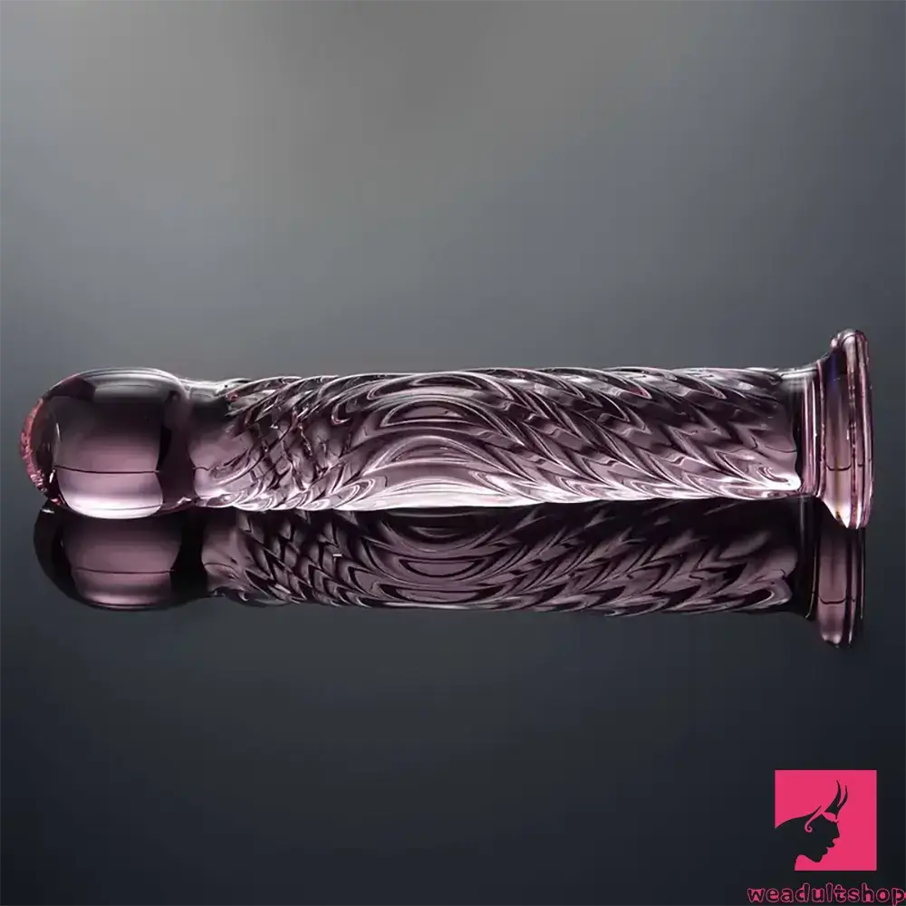 6.69in Realistic Pink Threaded Glass Dildo For Female Sex Toy