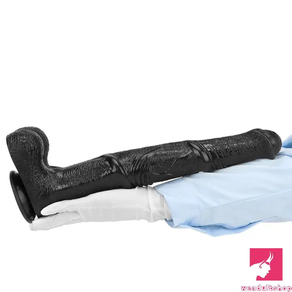 14.76in Extra Long Huge Black Soft Liquid Silicone Horse Penis Dildo