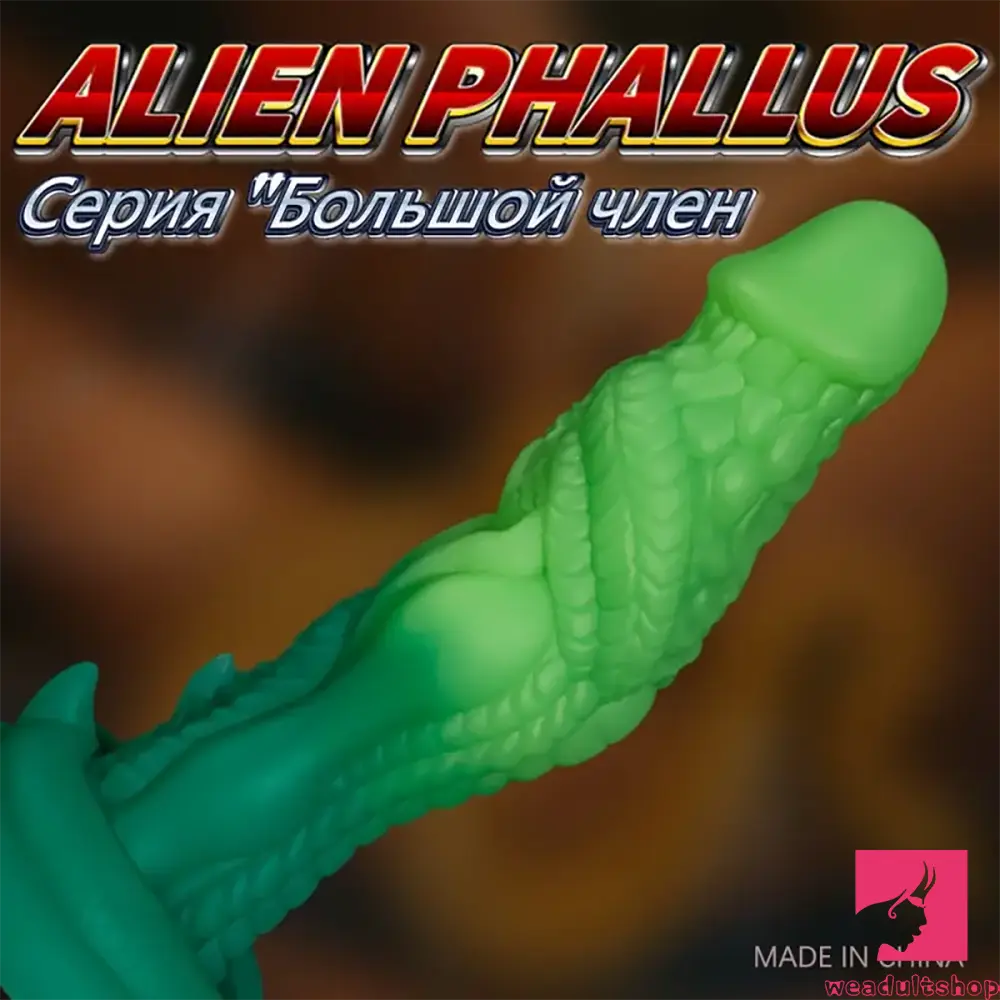 7.87in Realistic Dragon Green Gradient Soft Silicone Women Anal Dildo