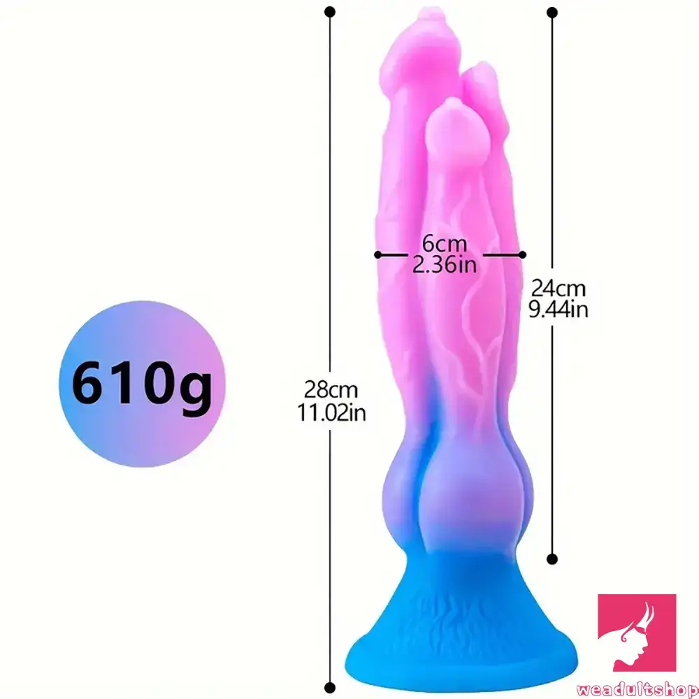 11.02in Colorful Silicone Flexible Fantasy Dog Dildo For BDSM Anal Sex
