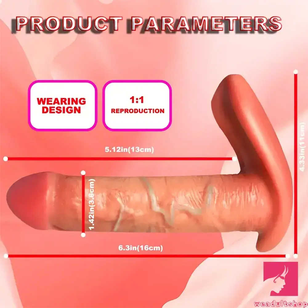 6.3in Silicone Heating Thrusting Vibrating Real Wearable Women Dildo