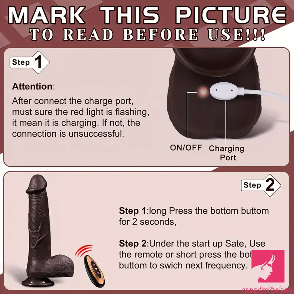 8.6in Soft Silicone Thrusting Vibrating Heating Remote Ebony Dildo
