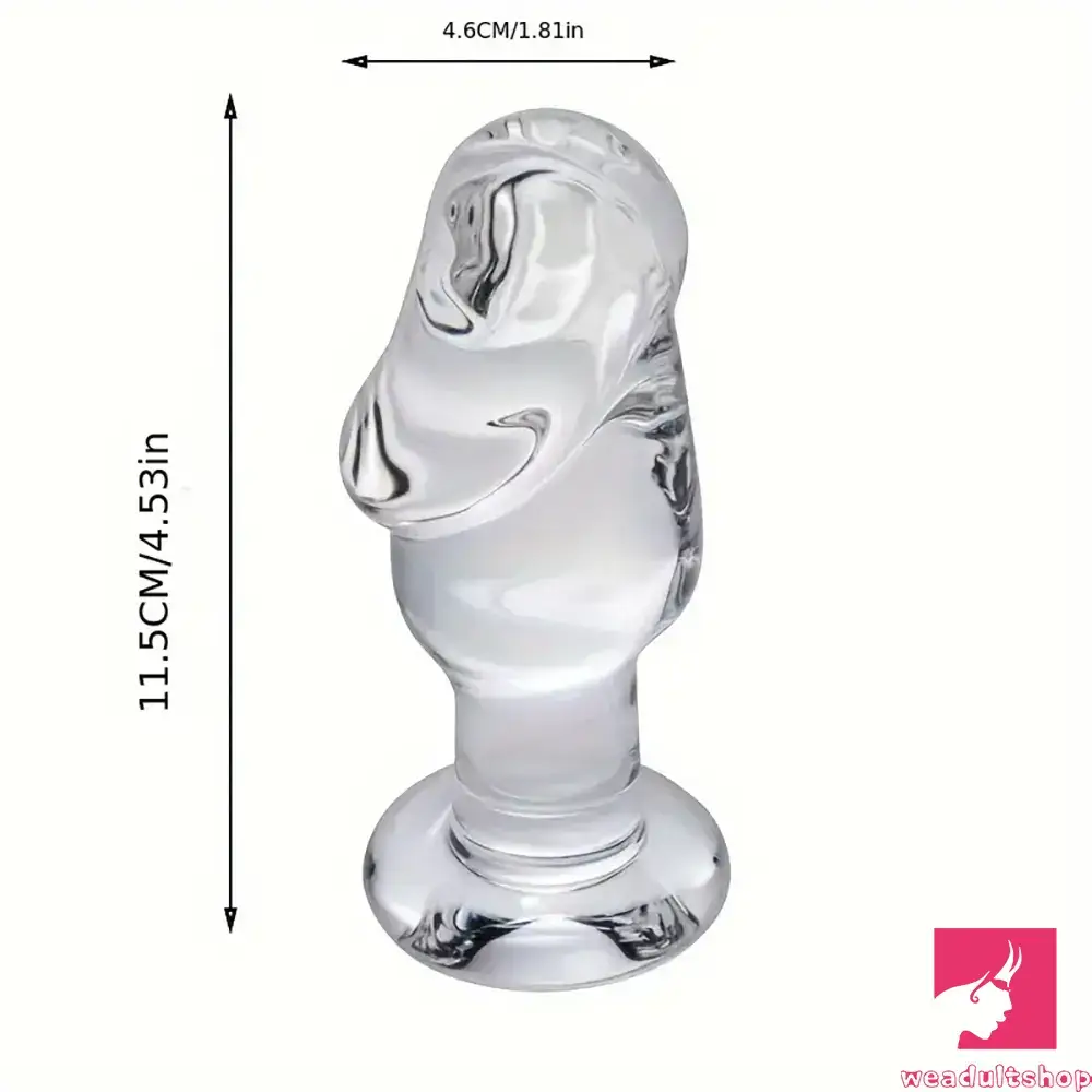 4.53in Clear Elegant Glass Crystal Dildo For Women Men With Base