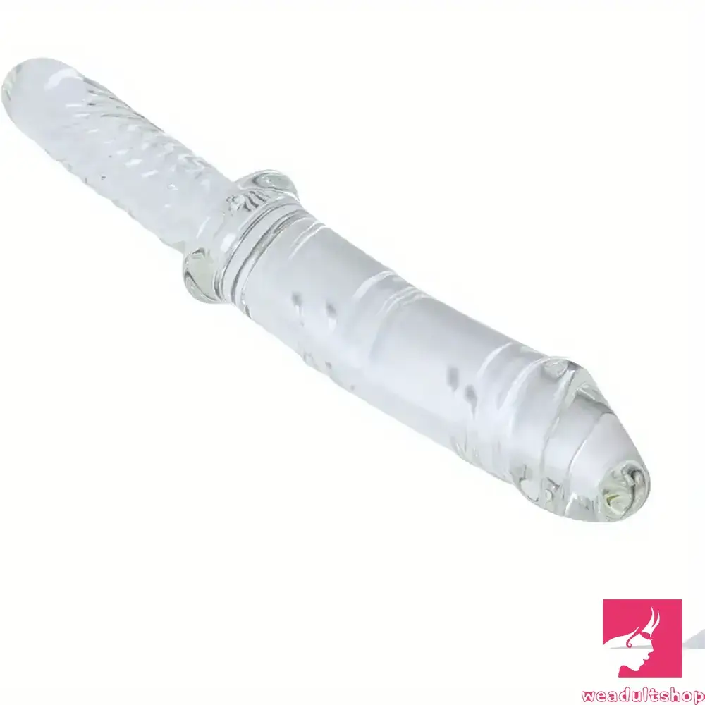 11.4in Realistic Clear Glass Crystal Dildo For Hands-Free Clit Play