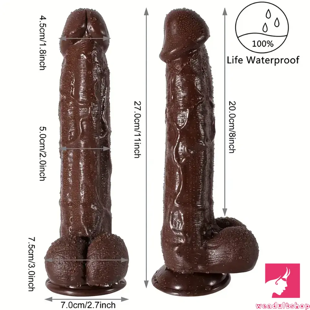 11in Big Ebony PVC Cock Dildo Adult Sex Toy For Female Male Sex