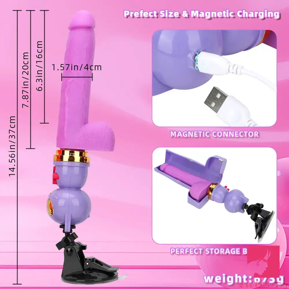 7.87in Cat Heating Thrusting Vibrating Remote Dildo Gun Fucking Sex Machine