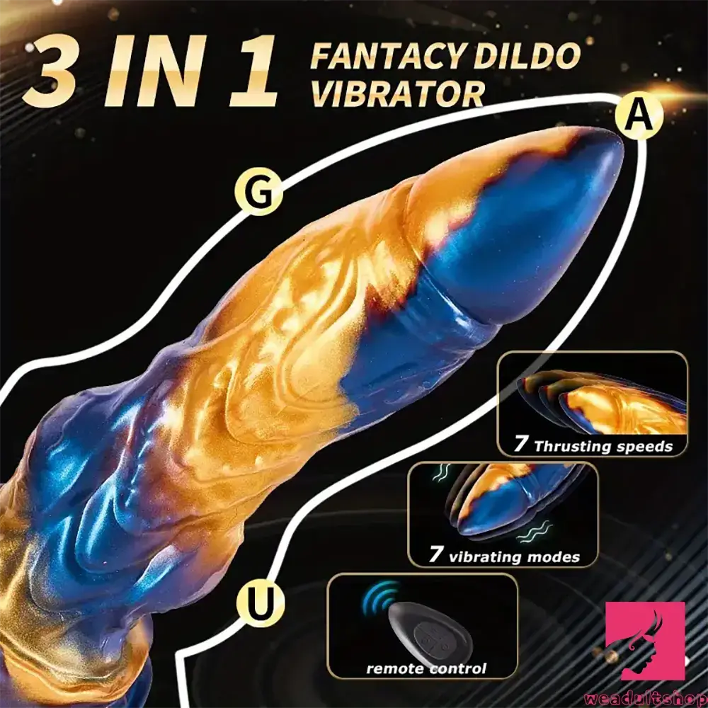 9.25in 3in1 Fantasy Monster Thrusting Dildo Vibrator For Anal Orgasm