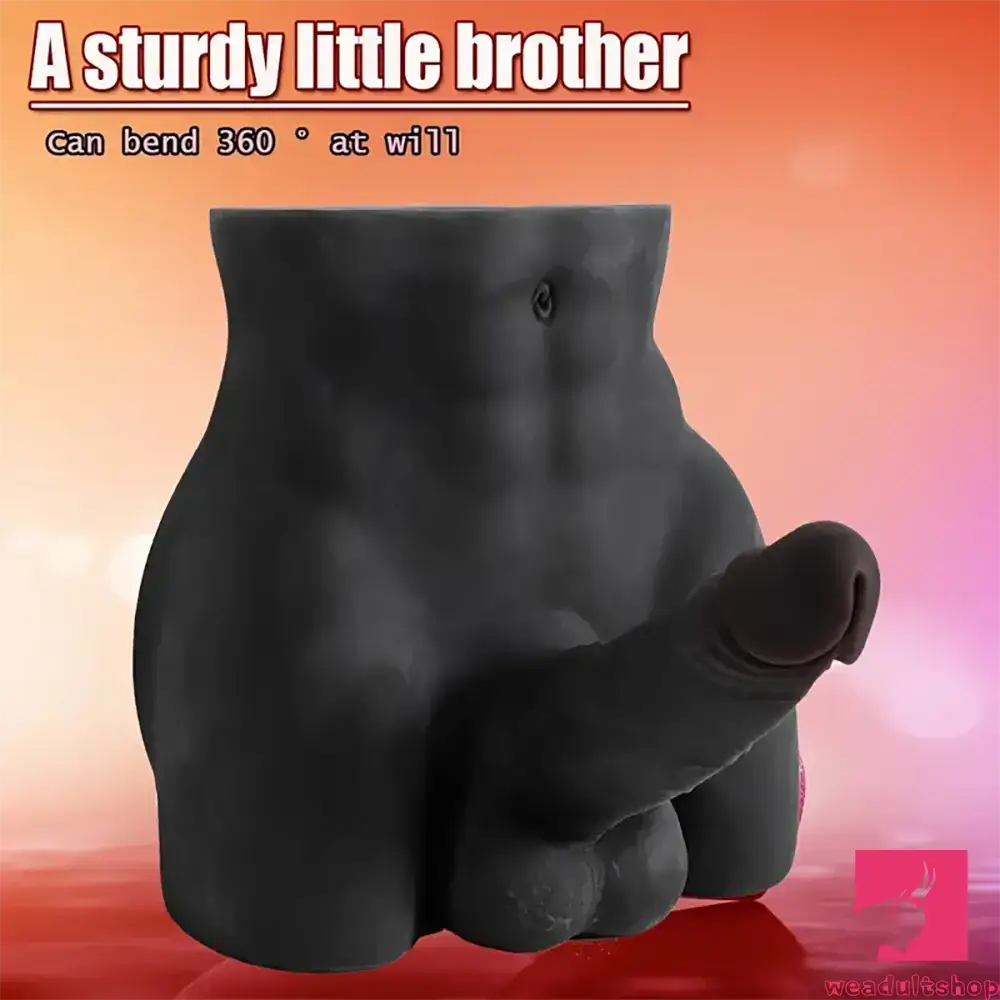 6.3in Silicone Real Soft Dildo With 7.38lb Ebony Male Sex Torso Dildo