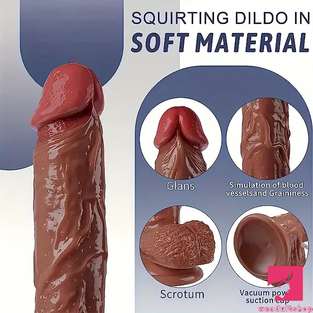 8.46in Soft Real Cock Feeling Large Squirting Dildo With Curved Shaft Toy