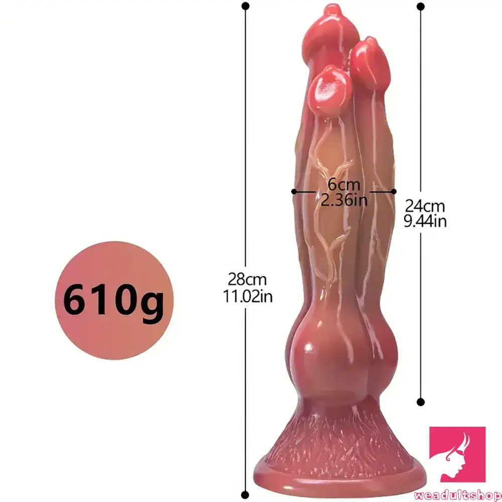 11.02in Colorful Silicone Flexible Fantasy Dog Dildo For BDSM Anal Sex