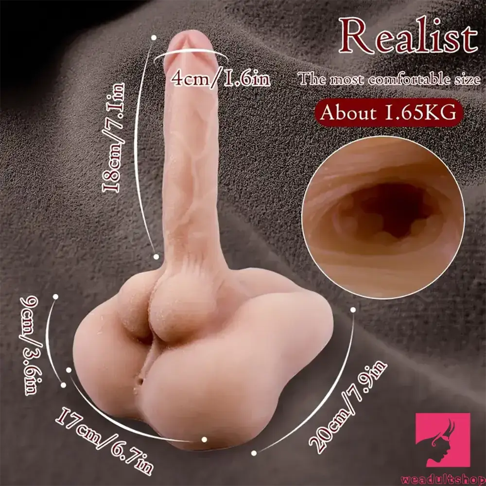 7.1in Real Silicone Flexible Dildo Torso With Anus For Female Male