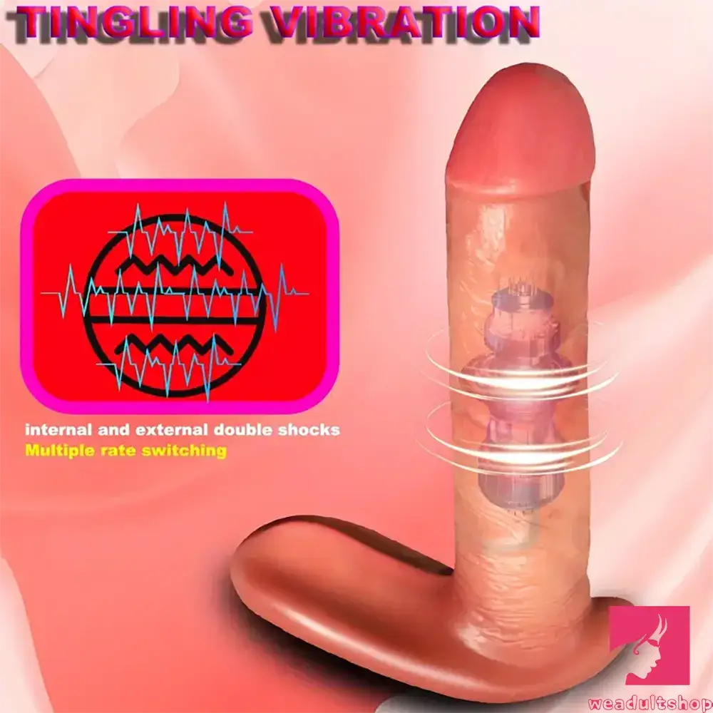 6.3in Silicone Heating Thrusting Vibrating Real Wearable Women Dildo