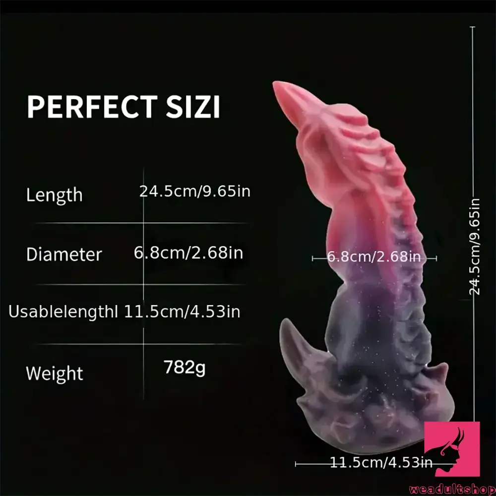 9.65in Silicone Dragon Starry Color Big Soft Dildo For Women Men Sex