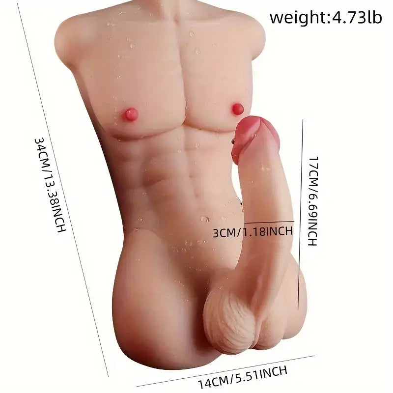 6.69in Realistic Rubber Dildo With TPE Sex Doll Torso For Gay Male