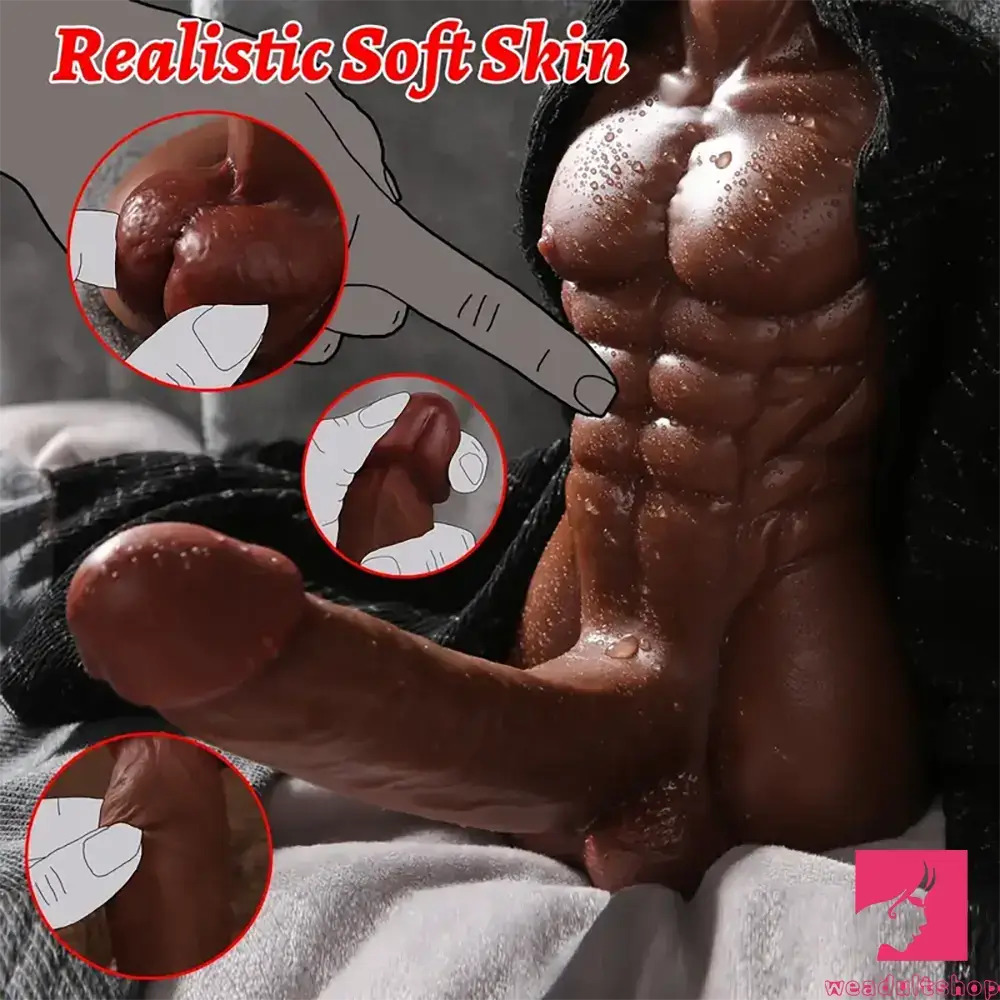 5in Premium Real Silicone Soft Dildo With 1.5lb Male Muscle Sex Doll Torso