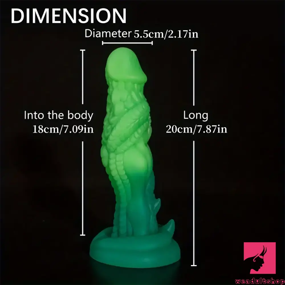 7.87in Realistic Dragon Green Gradient Soft Silicone Women Anal Dildo
