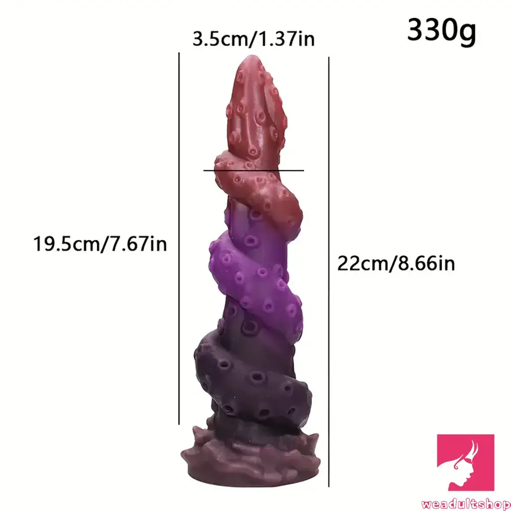8.66in Silicone Monster Spiral Large Soft Dildo For Male Strong Suction Cup