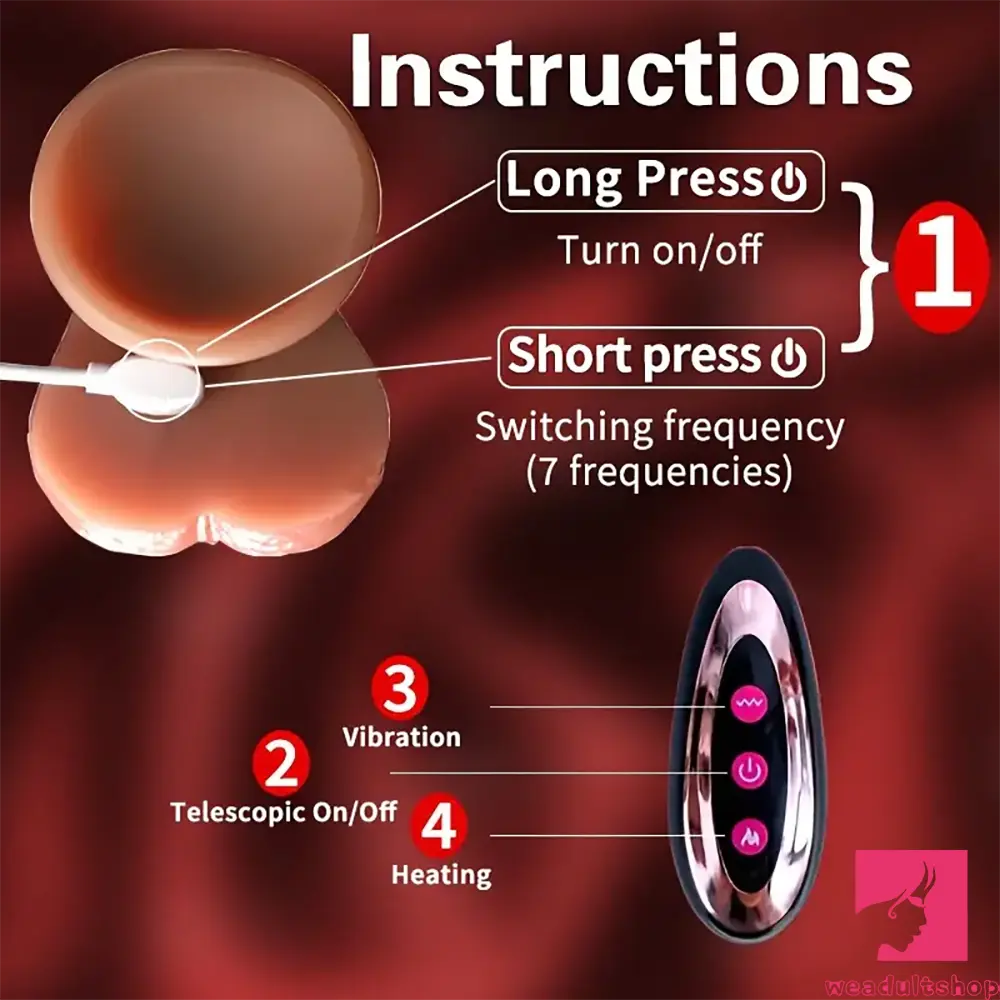 9.45in Ten Modes Thrusting Vibrating Heating Silicone Remote Sex Dildo