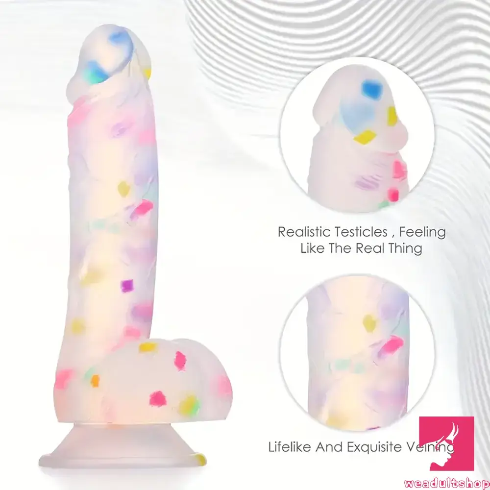 7.8in Realistic Confetti Silicone Soft Dildo For Anus Vaginal Orgasm