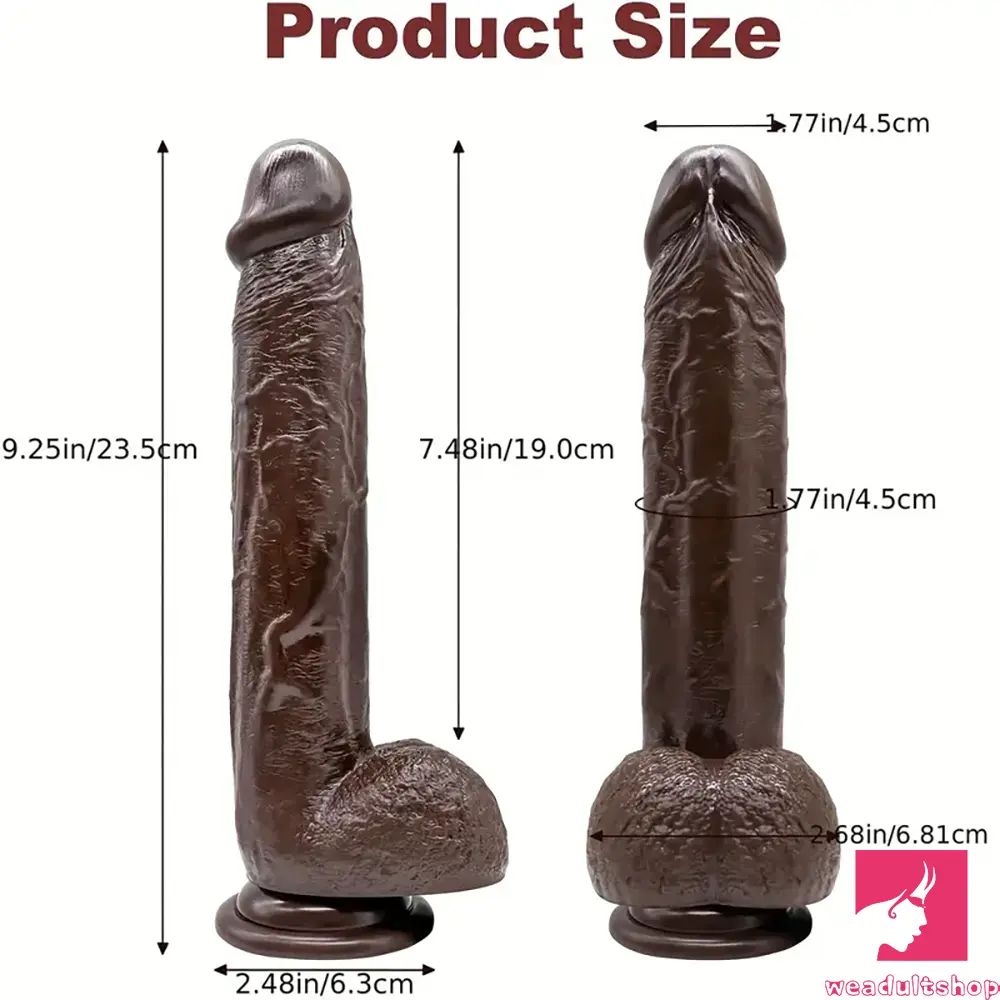 9.25in Big PVC Cock Ebony Real Dildo For Women Anal Stimulator