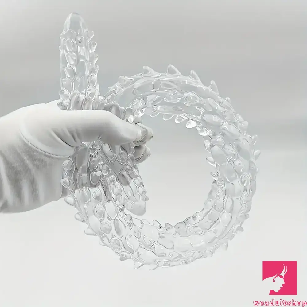 14.8in 18.7in 22.6in Clear Long Dual Heads Huge Spiked Dildo For Adults