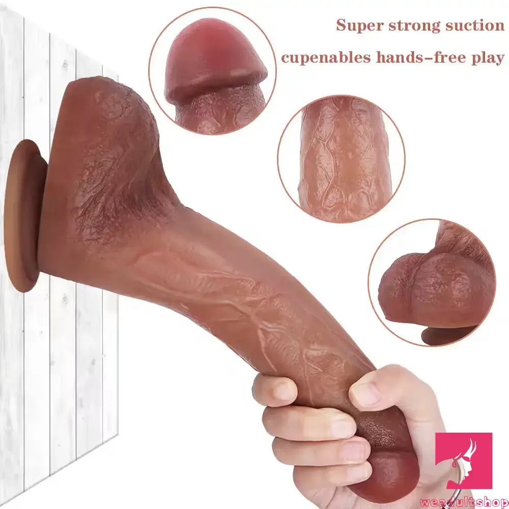 9.5in Superb Flesh-like Silicone Real Soft Feeling Big Dual Density Dildo