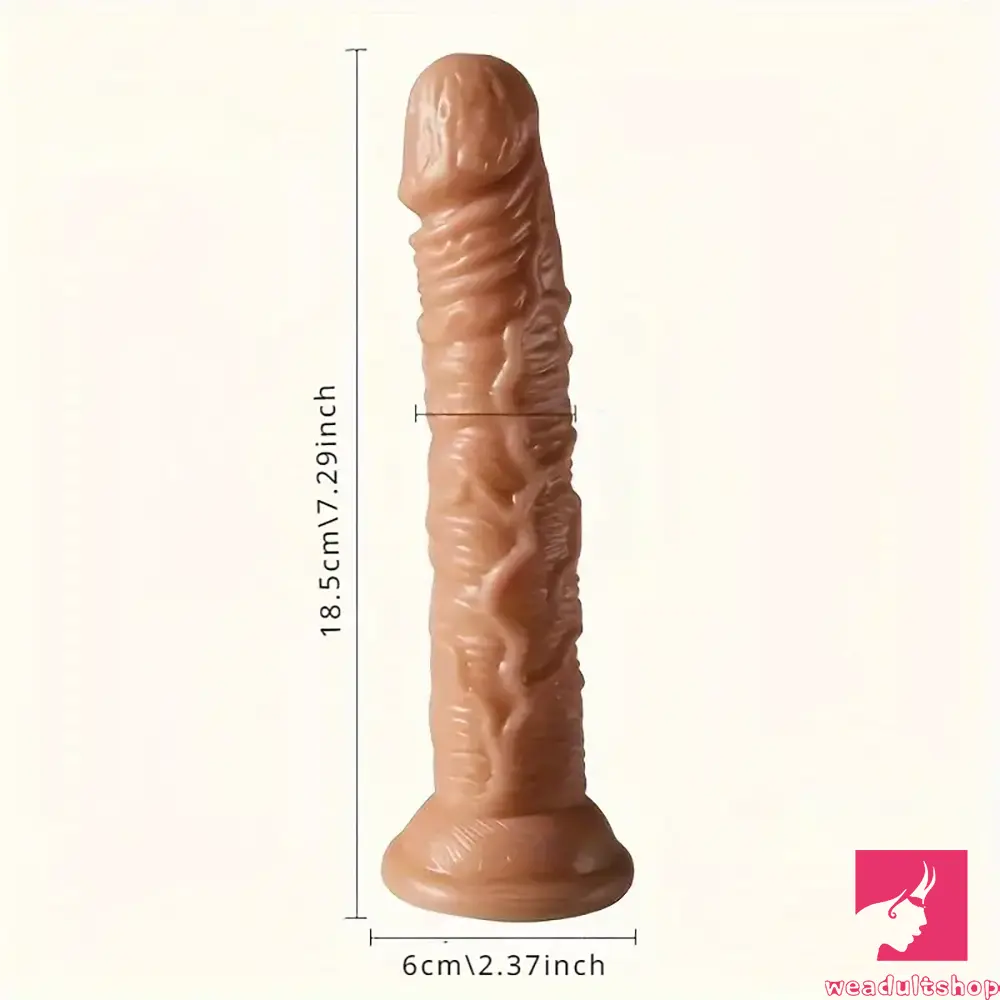 7.29in TPE Female Flesh Dildo Cock Sex Toy For Handsfree Anal Play