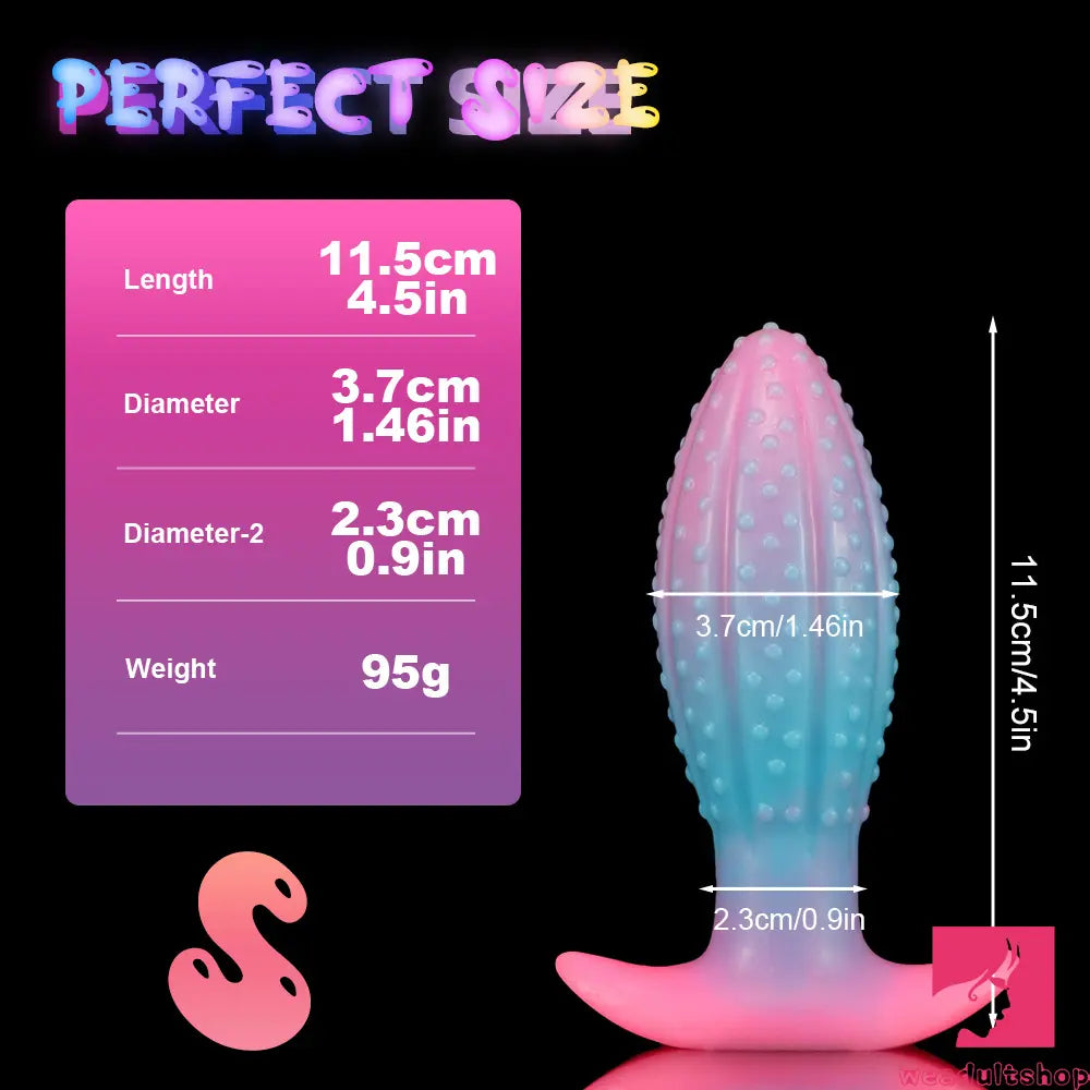 4.5in 5.67in 7.6in Small Silicone Soft Fluorescent Luminous Butt Plug Dildo