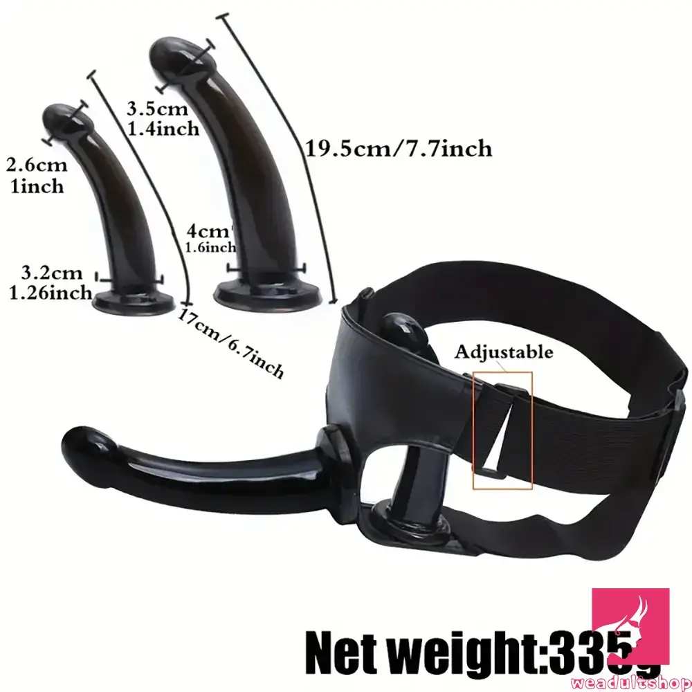 6.7in 7.7in Real Rubber Black Strap on Dildo Vaginal Anal Sex Toy