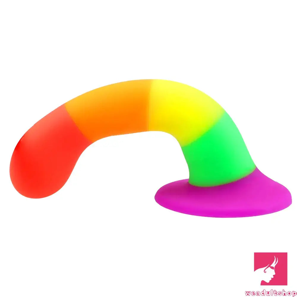 6.89in Colorful Silicone Soft Rainbow Dildo For Anal Vaginal Orgasm