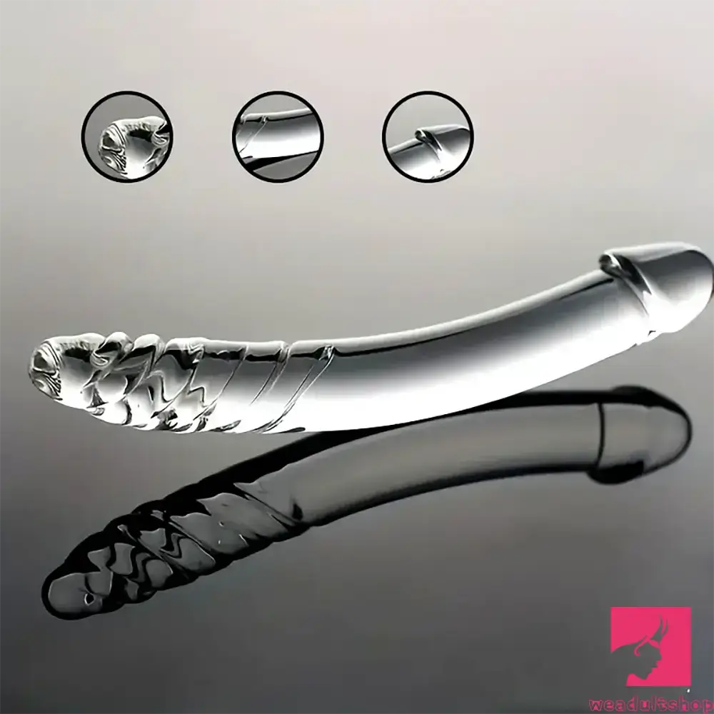 8.4in Clear Elegant Glass Crystal Dildo For Female Male Lesbian Sex