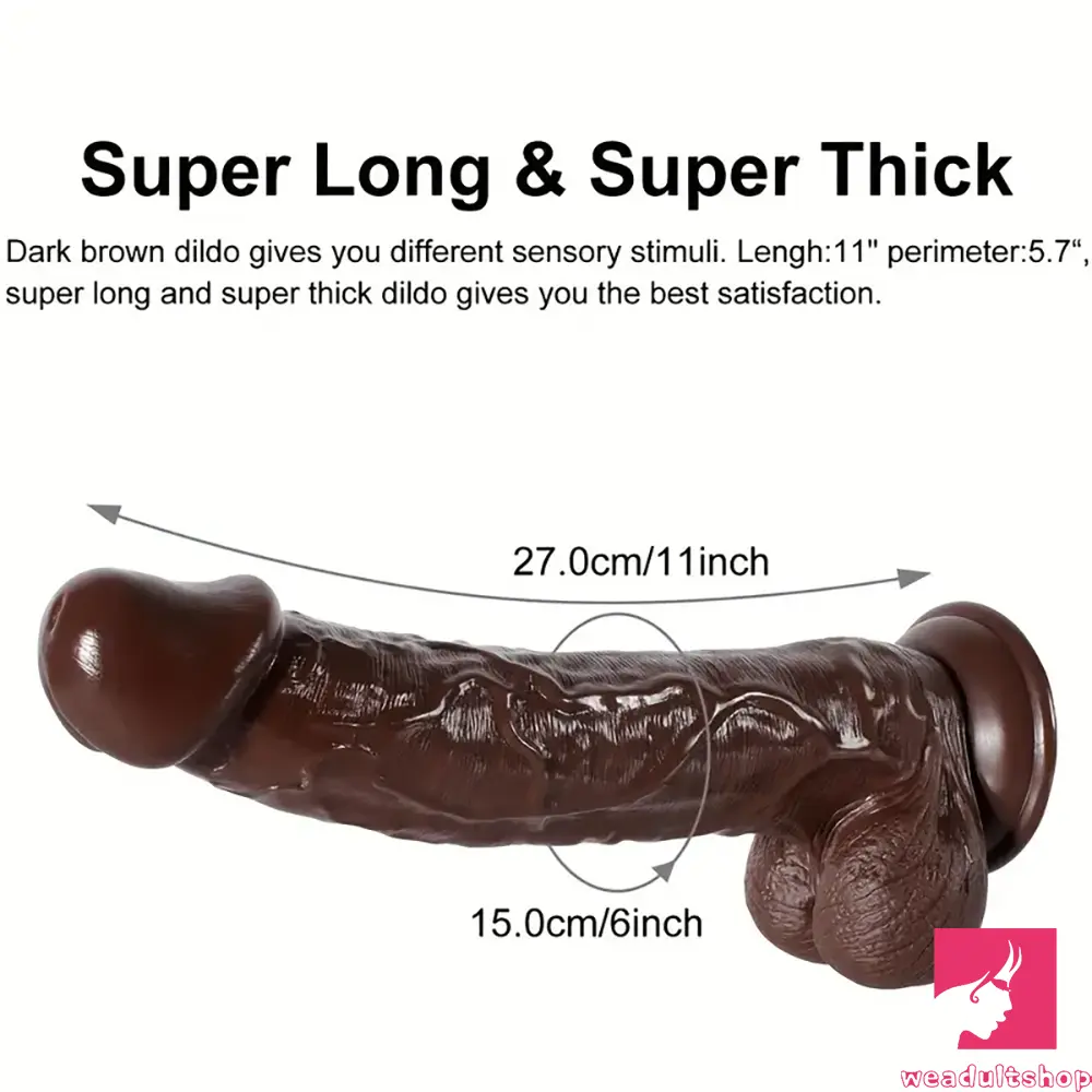 11in Big Ebony PVC Cock Dildo Adult Sex Toy For Female Male Sex