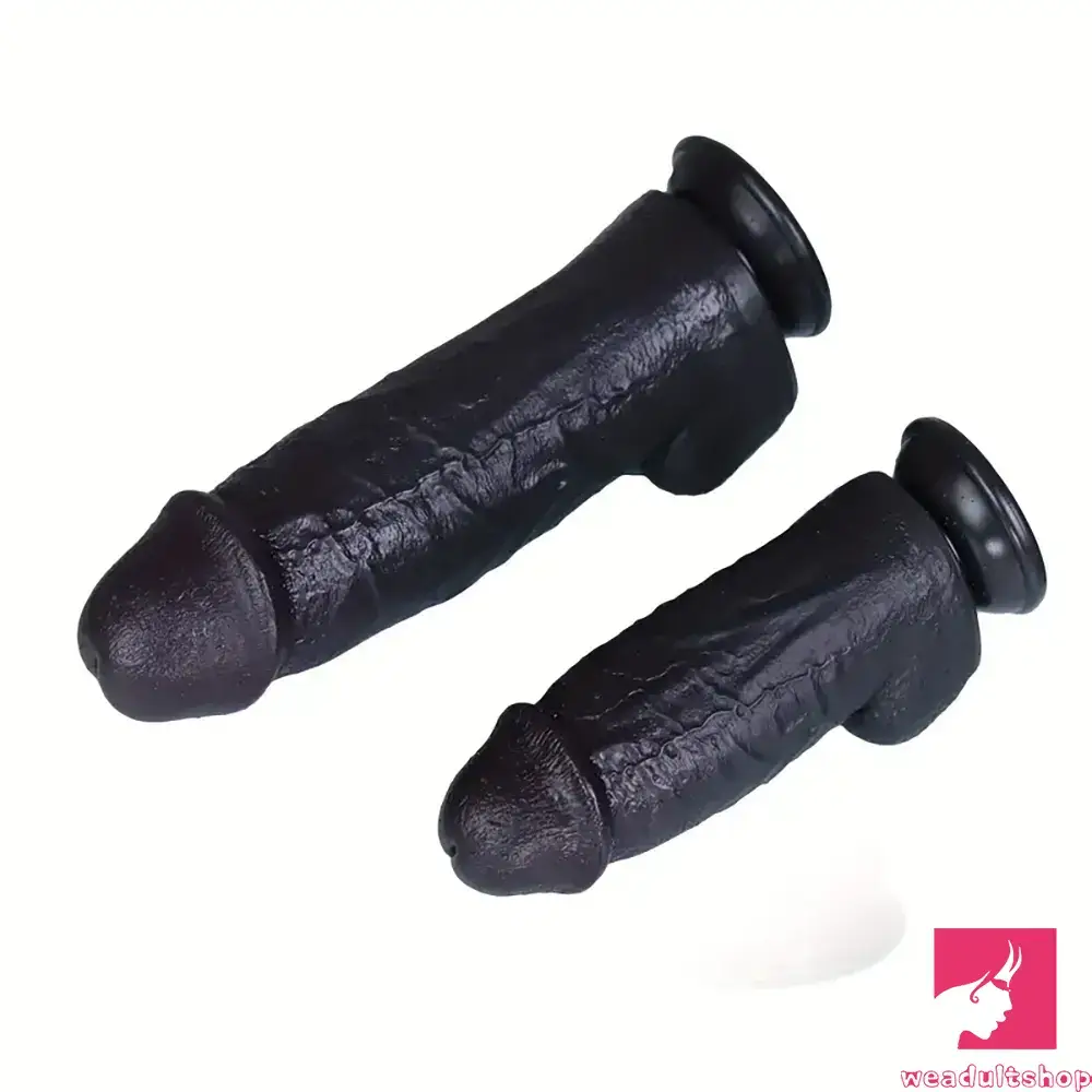 8.26in Realistic PVC Ebony Big Dildo For Anus Clit Hand-Free Sex