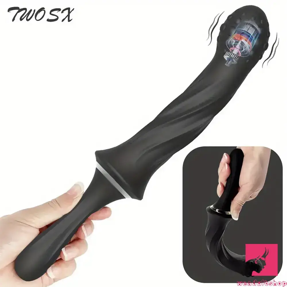 9.65in Silicone Soft Vibrating Dildo With Handle For Anal Stimulator