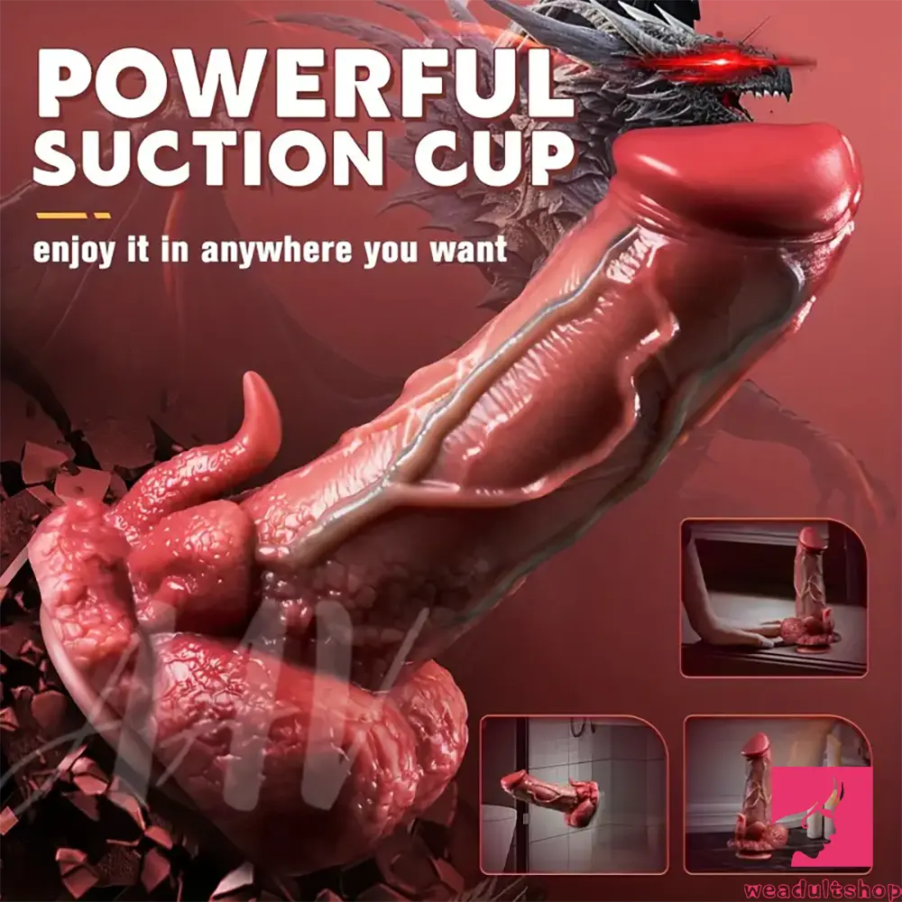 9.05in Dragon Vibrating Thrusting Big Silicone Soft Dildo Love Toy