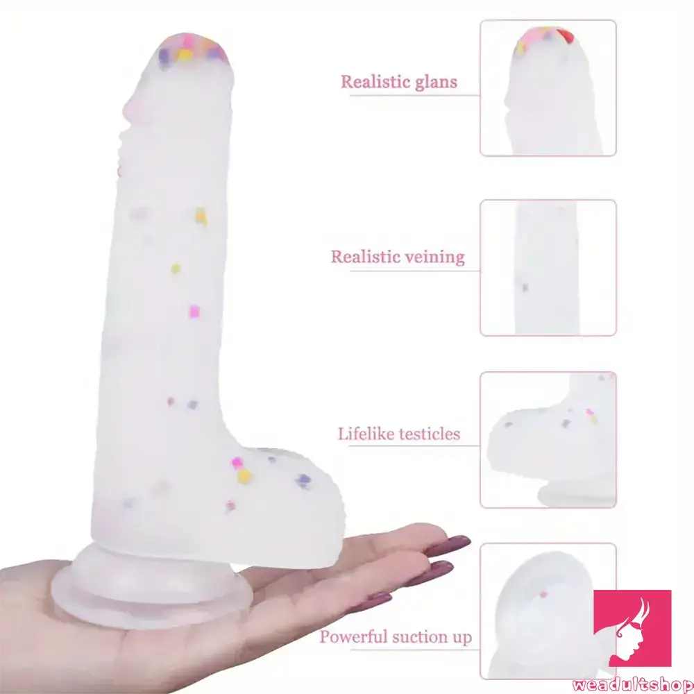 7.8in Realistic Confetti Silicone Soft Dildo For Anus Vaginal Orgasm