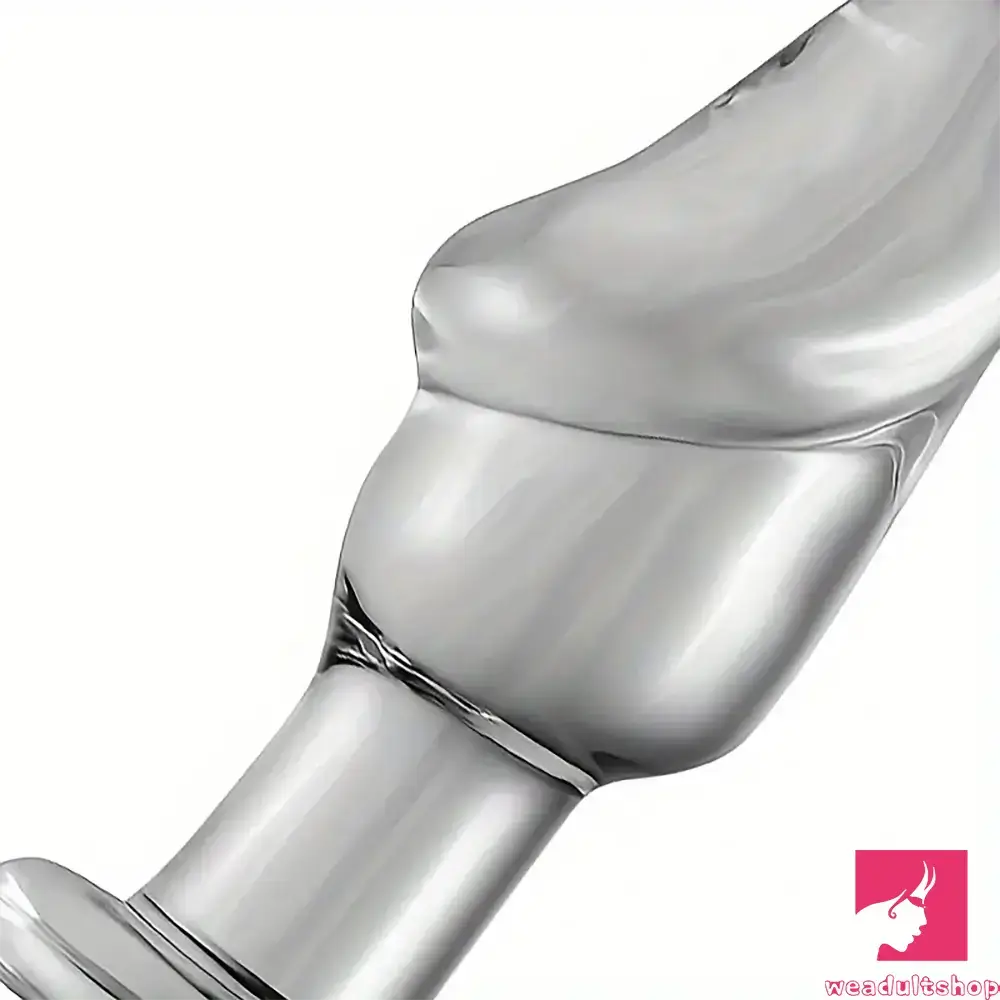 4.53in Clear Elegant Glass Crystal Dildo For Women Men With Base