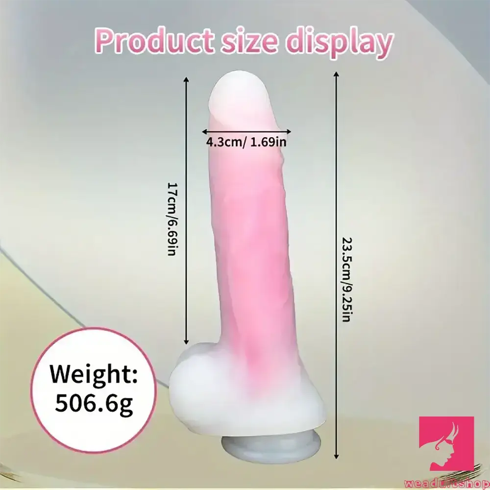 9.25in Big Silicone Soft Lifelike Vibrating Heating Remote Real Male Dildo