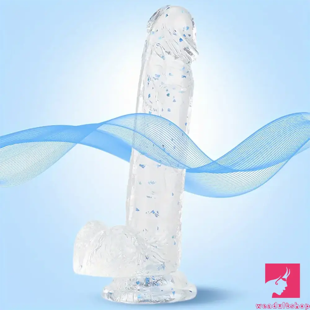 7.3in 7.9in Medical TPE Confetti Clear Dildo For Beginner Sex Toy
