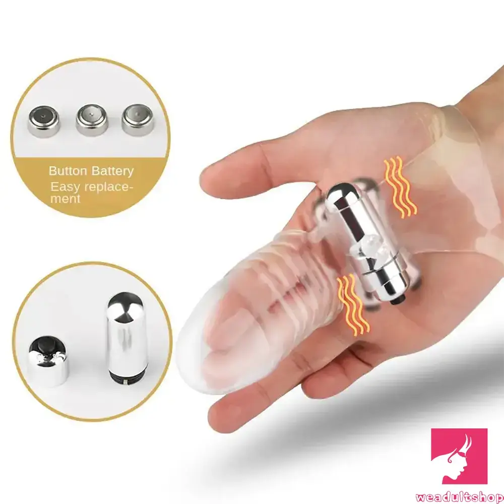 6.3in Vibrating Middle Finger Sleeve Penis Soft Jelly Crystal Dildo