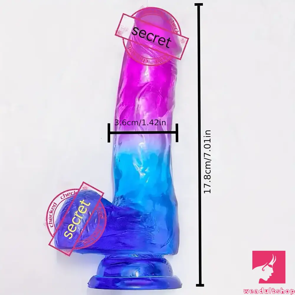 7.01in Real TPE Cock Smooth Crystal Dildo For Anal Stimulation