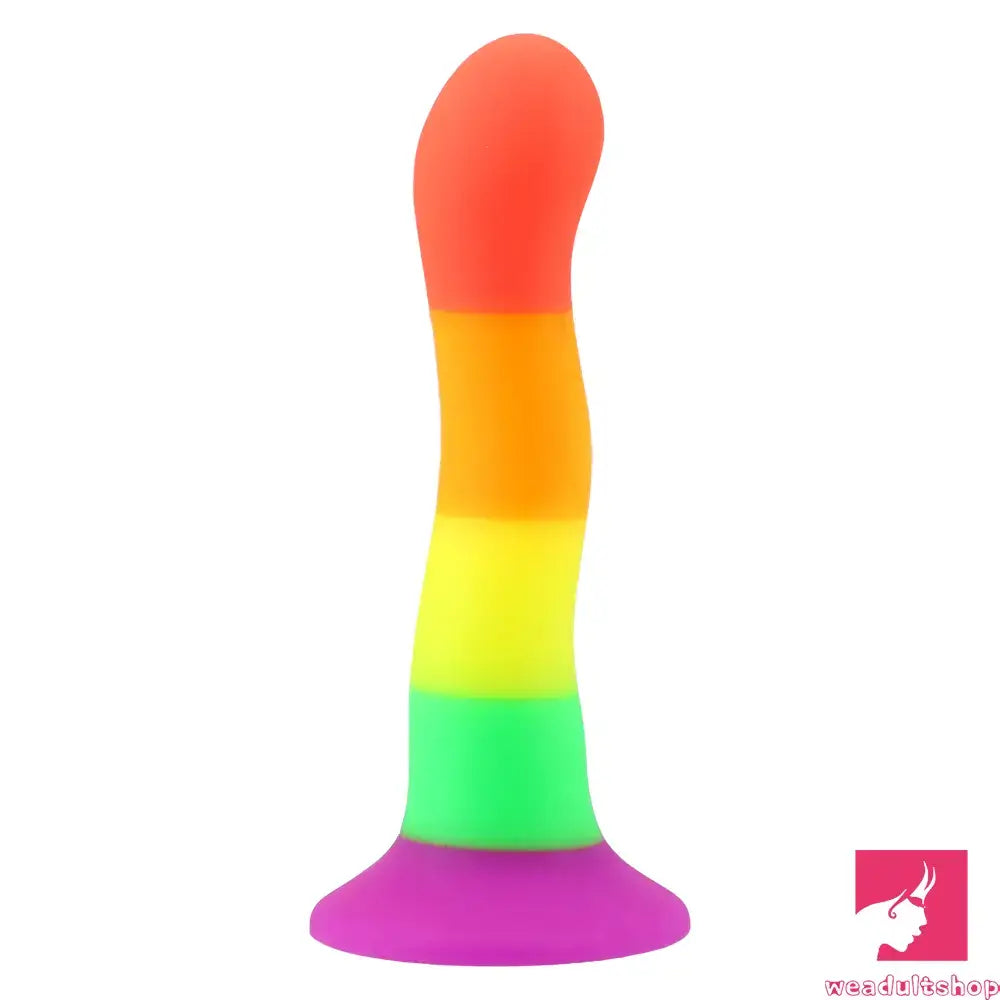 6.89in Colorful Silicone Soft Rainbow Dildo For Anal Vaginal Orgasm