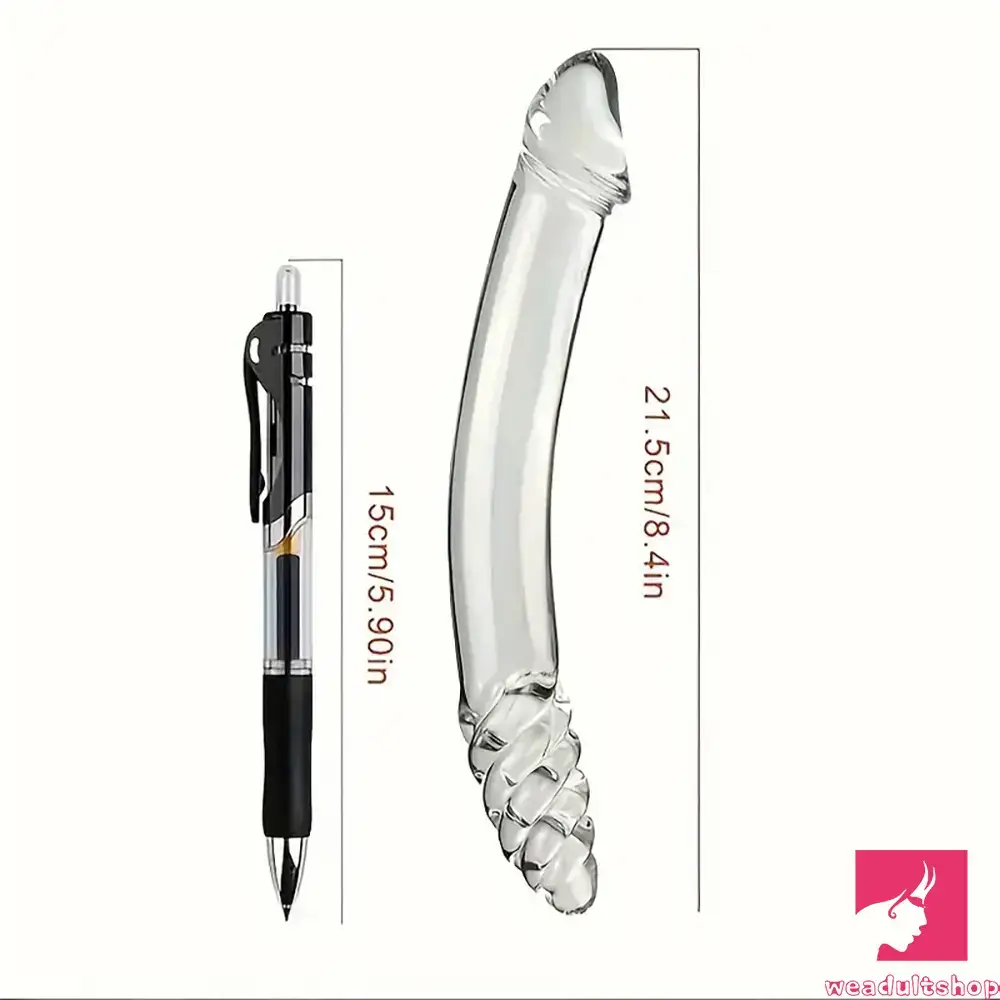 8.4in Clear Elegant Glass Crystal Dildo For Female Male Lesbian Sex