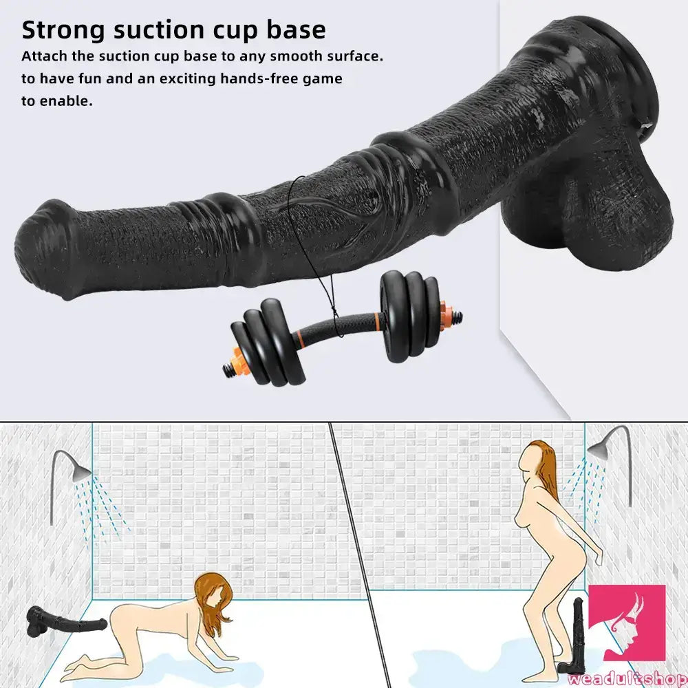 14.76in Extra Long Huge Black Soft Liquid Silicone Horse Penis Dildo