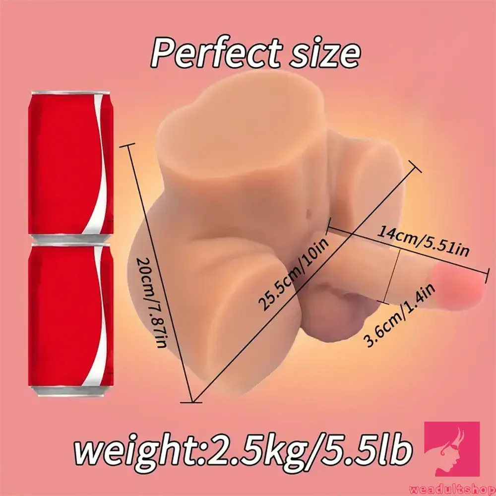 5.51in Premium Real Silicone Soft Shemale Dildo With Sex Doll Torso Testicles